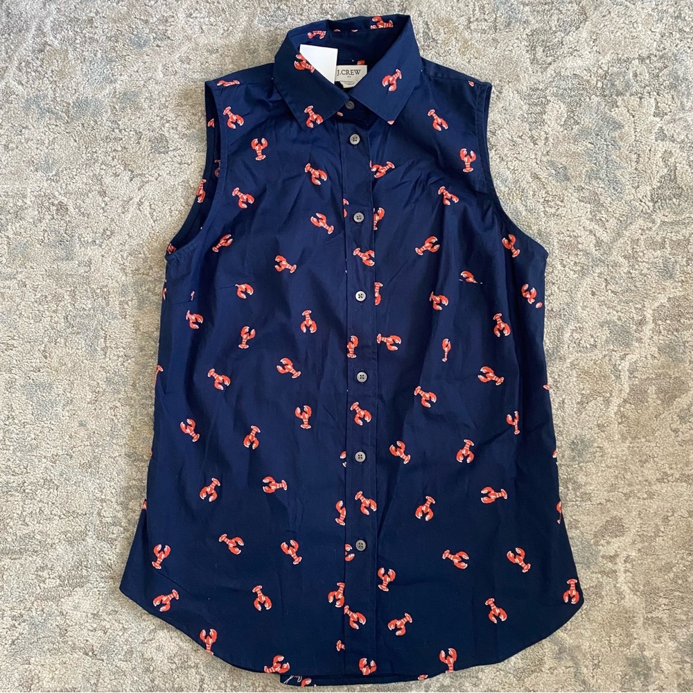 J. Crew Navy lobster print top